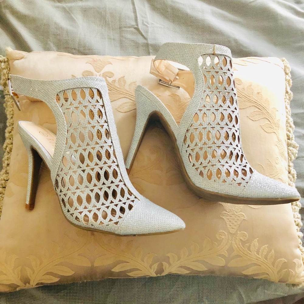 Silver High Heel Slingbacks